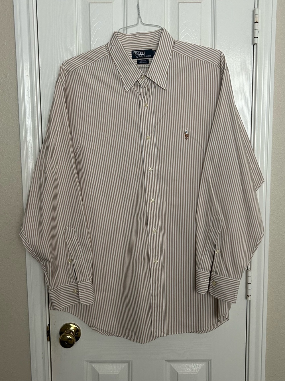 Polo Ralph Lauren Men Size 17.5/34 Striped Lowell Cotton Button Up Shirt